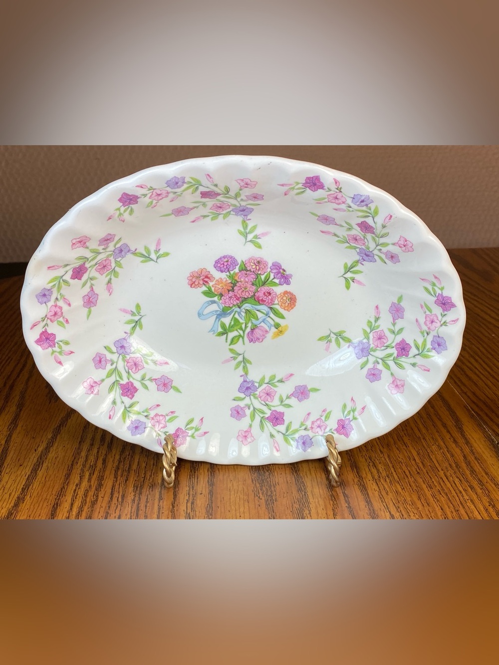 W. S. George Bolero Porcelain Fiesta floral Oval Serving Vegetable Dish Bowl
